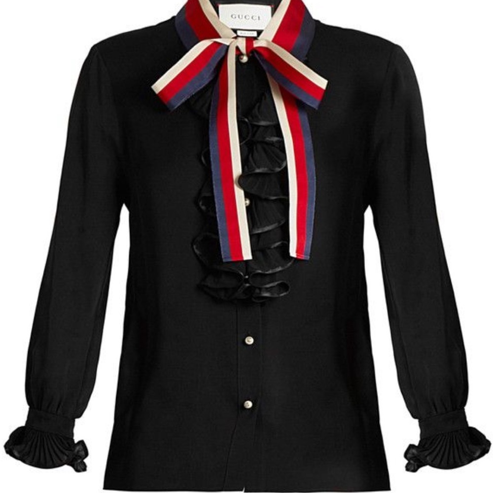 GucciSilkBlouseruffletrim authentic gorgeous exc cond